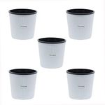 GREENON 5 Inch Plant Pot Pack of 5 (10 pots) White Outer and Black Inner Planter | Self Water | UnFadable Flower pot | Virgin Plastic Gamla | UV Treated | for Tabletop and Countertop