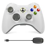 Labtec Wireless Controller for Xbox 360, 2.4GHZ Gamepad Joystick Wireless Game Controller for Xbox 360 & Slim Console and PC Windows XP/7/8/10 (White)