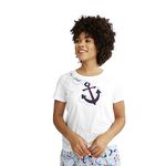 Vera Bradley Women's Cotton Short Sleeve Crewneck Pajama T-Shirt (Extended Size Range) Top, Regatta Anchor Navy, XXL