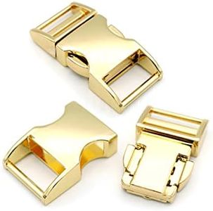 CRAFTMEMORE 1/2 inch Metal Curved Side Release Buckle Clip Lock for Belt Paracord Bracelet Pet Collar Pack of 5, Gold, 1/2 inch