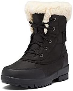 SOREL Women's Tivoli IV Parc Boot — Black, Sea Salt — Waterproof Leather Winter Boots — Size 10