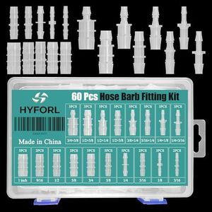 6OPcs Hose Barb Fittings Assortment - 18 Sizes Plastic Pipe Connectors with Straight Union & Reducer, Universal for Aquarium, Water, Fuel, Air Line