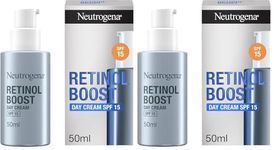 Neutrogena Retinol Boost Day Face Cream with SPF 15 (1x 50ml), Multi-Benefit Retinol Moisturiser to Reduce Fine Lines and Smooth Texture, Lightweight SPF Day Cream (Pack of 2)