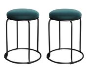 NUTECH IMPEX 18 Inch Round Velvet Versatile Metal Frame Coffee Shop Milk Tea Shop Bar Stools for Home, Kitchen Office Modern Design Multi-Purpose Seating Chairs Stylish Décor (Black+Green) (2 Pcs)