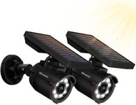 WEILAILIFE Solar Motion Sensor Light Outdoor Wireless Security Floodlight Fake Security Camera with LED Spotlights Waterproof 800 Lumen Bright Exterior Light (Black 2 Pack)