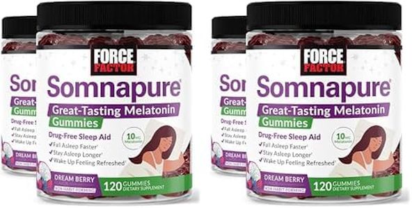 Force Factor Somnapure Gummies with Melatonin, Drug-Free Sleep Support Supplement for Adults with Occasional Sleeplessness, Dream Berry Flavor, 120 Count (Pack of 4)