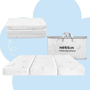 NEKSUN Trifold Pack and Play Mattress, 38x26 Premium Memory Foam & High Density Foam Baby Mattress for Pack N Play, Portable Travel Crib Mattresses Pad for Baby Toddlers