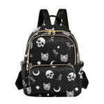 PJGINUIUA Women Fashion Backpack Purse Casual Lightweight Travel Shoulder Bag Skull Cat Moon Gothic Pattern Rucksack Ladies Bag, Medium