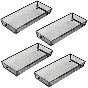ihomecooker Mesh Tray Silverware Drawer Organizer Utensil Cutlery Tray Office Supplies Organizer for Flatware, Knives,Home,Office, School,Bedroom 15X6'' Black