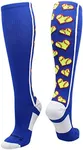 MadSportsStuff Love Softball Socks with Hearts Over the Calf (Royal/White, Small)