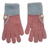 HUNTSMANS ERA Soft warm Woolen Finger Touch Gloves for women/gloves for cold (baby pink)