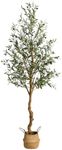 GAOMON Artificial Olive Tree 6FT(72in) Tall Faux Silk Olive Trees with Backet for Home Office Living Room Decor Indoor Fake Potted Tree with Handmade Seagrass Basket and Lifelike Fruits