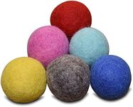 Comfy Pet Supplies Set of 6 - 100% Wool Felt Ball Toys for Cats and Kittens, Handmade Colorful Eco-Friendly Cat Wool Balls (4cm, Gray Mint Blue Red Pink Yellow)