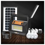 Pick Ur Needs Emergency Solar Inverter Torch Lamp Rechargeable with 3 Individual 6 Volt Led Bulbs & Solar Panel For Home Lighting System