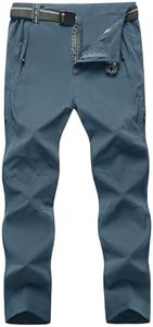 TBMPOY Men's Hiking Pants with Belt Outdoor Quick-Dry Lightweight Waterproof Fishing Mountain Pants 5 Zipper Pockets