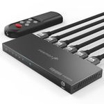 Fosmon 5-Port HDMI 2.1 8K Switch with Remote, Support 8K@60Hz 4K@120Hz 2K@144Hz 5 In 1 Out Auto-Switching 5x1 Switcher, Ultra High Speed 48Gbps Splitter Compatible with PS5, Xbox, Apple TV, Fire Stick