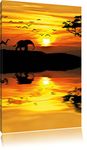 Pixxprint Elephants in African desert 120x80cm canvas art print mural