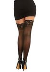 Dreamgirl Women's Silicone Lace Top Thigh-High Stockings, Black, One Size