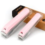 Stocking Stuffers, Nail Clippers Set, Gifts for Women Men Mom Dad Girl Boy Seniors, No Splash Nail Cutter 2PCS - Pink