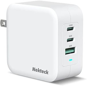 Nekteck GaN Charger 100W USB C Charger 3-Ports with PD.3 and QC.3, Compact Fast Foldable Wall Charger for iPhone 15 Series, MacBook Pro/Air, Google PixelBook, ThinkPad, Galaxy S22/S20 and More