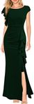 WOOSEA Women's Split Bodycon Mermaid Evening Cocktail Long Dress, Green, Small