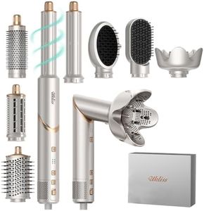 Ukliss 8 in 1 Hair Dryer Brush & Multi Hot Air Styler–Foldable 110,000 RPM Blow Dryer Brush Tool Set with Diffuser Auto-Wrap Curler for Fast Drying Curling Straightening Hair Daily Styling