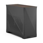 Fractal Design Era 2 ITX PC Case in Charcoal - Sleek Anodized Aluminum, Solid Walnut Top, Supports 3-Slot GPUs, PCIe 4.0 Riser Cable included