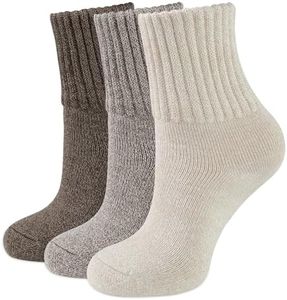 Closemate 3 Pares Calcetines Tobilleros Térmicos Mujer Calcetines Calientes de Invierno Sin Costuras Calcetines Frio Extremo Antiampollas Calcetines de Algodón Forro Grueso Tonos Marrón