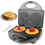 FineMade Pizzelle Maker with Non-Stick Coating, Electric Pizzelle Cookie Baker Press with Snowflake Pattern, Make Two 4 Inch Traditional Italian Waffle Cookies at Once, Recipe Included, Black