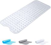 Oxford Homeware Shower Bath Mat Non Slip Anti Mould - Clear 70x38 cm Shower Mat for Bathtub and Bathroom with Drain Holes and Strong Suction Cups Machine Washable Bath Mats