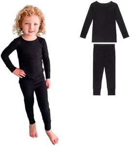Posh Peanut Classic Boys Pajamas - Toddler Pajamas in Lightweight, Breathable Viscose from Bamboo - Long Sleeve Boys Pjs - 2 Piece Boys' Pajama Sets (3-4 Years) Solid Ribbed Black