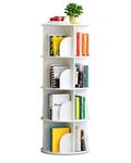 Arcwares Rotating Bookshelf, 4 Tier 360° Revolving Bookcase Corner PVC Wood-Plastic Board Bookcase, Stackable Bookshelf Organizer, Display Cabinet for Office Home Living Room Study(18.1 inches Wide!)