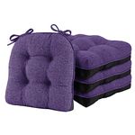 LOVTEX Kitchen Chair Cushions Set of 4, Non-Slip Chair Cushions for Dining Chairs, Shredded Memory Foam Chair Pads with Ties, Tufted Dining Chair Cushions, 15.5" x 15.5", Purple