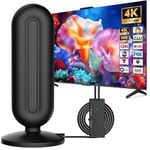 Indoor TV Aerial, 2026 Upgraded Digital TV Aerials Indoor with Signal Booster, 360 Degree Omnidirectional TV Antenna Indoor for Smart TV, 4K 1080P HD Freeview Local Channels, 16.4ft Coaxial Cable