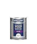 Johnstone's - Quick Dry Satin - Brilliant White - Mid Sheen - Water Based - Interior Wood & Metal - Radiator Paint - Low Odour - Dry in 1-2 Hours - 12m2 Coverage per Litre - 1.25 L