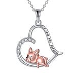 VONALA French Bulldog Necklace 925 Sterling Silver Heart Pendant Dog Jewellery Gifts for Women Girls