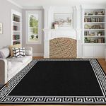 renoazul® Rugs for Living Room with Large Heavy Duty, Non-Slip and Washable, Geometric Non-Shed Low Pile Bedroom Decor, Kitchen and Hallway Anti slip Rug | 160 x 230 cm, Greeky Rug - Black & White