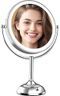 VESAUR Upgraded 11" Large 17" Tall Lighted Makeup Mirror Silver, 1X/10X Dual-Sided Magnifying with 15X Suction Mirror, 3 Color Adjustable Lights, 360° Swivel Dual Power Vanity Mirror, Gift Box
