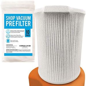 IMPRESA [10 Pack] Shop Vacuum Filter Cover To Reduce Dust Build Up - Reusable, Washable Vacuum Bags - Shopvac Prefilter, Fits Most Canister Vacuums