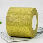 Gold Organza Ribbon,25Yards 80mm Wide Glitter Gift Wrapping Satin Ribbon for Christmas,Wedding,Floral Decoration