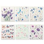 6 Pieces Swedish Kitchen Dishcloths Wildflowers Butterflies Kitchen Cloths Reusable Sponge Cleaning Cloths Absorbent Dish Cloth Quick Drying Washable Wipes Hand Towel for Kitchen Cleaning