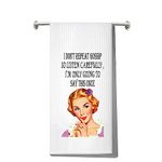 LEVLO Retro Sassy Housewife Kitchen Towel Housewarming Gift for Women Vintage Woman Waffle Weave Dish Towel Kitchen Decor (I Don't Repeat Towel)