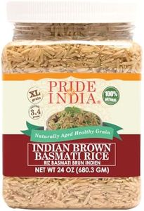 Pride Of India - Extra Long Brown Basmati Rice - Naturally Aged Healthy Grain, 1.5 Pound Jar