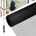 BUZIFU Window Screen Mesh 120 x 120cm Fiberglass Screen Fly Screen Wire Mesh Insect Mesh Replacement Cuttable Mosquito Net Pet Screen with Cleaning Brush for Windows Doors Patio, Cat-Proof, Black