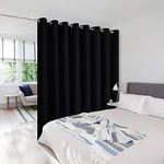 NICETOWN Closet Door Curtain, Room Dividers Panel Screens Partitions, Wide Width Grommet Top Morden Privacy Heavy Curtain Room Divider, Commercial Room Dividers (1 Pcs, 8ft Tall x 15ft Wide, Black)