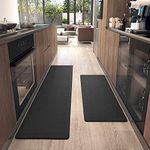 Arabest Kitchen Mats, 2pcs Waterproof Non-slip Anti Fatigue Mats for Kitchen Floor, Durable Resilient Standing Kitchen Runner Rug Floor Mat Set for Home Office Laundry Room 45x75cm + 45x120cm (Black)