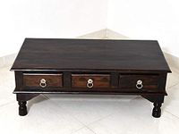 Vivek Wood Solid Wood Rectangle Single Centre Coffee Table for Living Room | Outdoor Center Table for Garden with 6 Drawers Storage | Sheesham Wood, Warm Chestnut