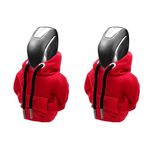 Wedcool 2Pcs Gear Shift Cover, Car Shift Cover, Shift Knob Hoodie, Winter Warm Mini Hoodie for Car Shifter, Funny Car Accessories Shift Knob Cover Universal for Most Cars (red2)