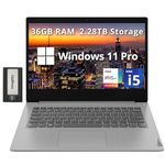 Lenovo IdeaPad 3 14" Full HD Business Laptop, Intel i5-1135G7, 36GB RAM, 2.28TB Storage (2TB SSD+288GB Docking Station Set), Intel Iris Xe Graphics, WiFi 6, Webcam, Windows 11 Pro, Platinum Grey
