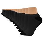 Hanes womens Value, No Show Soft Moisture-wicking Socks, Available in 10 and 14-packs, Black - 14 Pack, 8-12